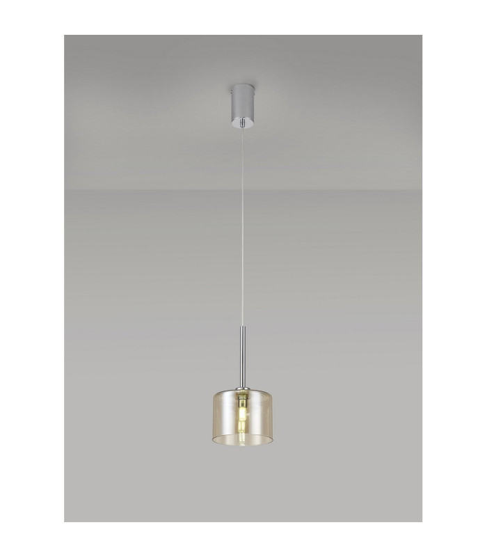 Baldwin 15cm Single Pendant 2m 1 x G9 Polished Chrome/Cognac Type C Shade-3