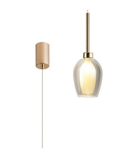 Baldwin 12cm Single Pendant 2m 1 x G9 French Gold/Smoke/Frosted Type D Shade-1