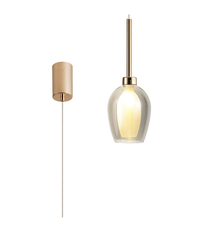 Baldwin 12cm Single Pendant 2m 1 x G9 French Gold/Smoke/Frosted Type D Shade-1