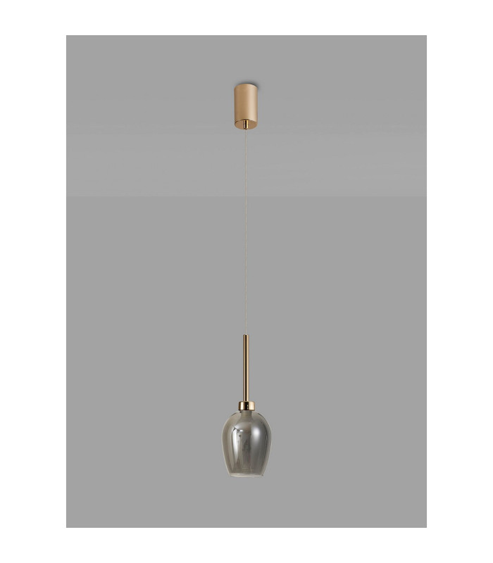 Baldwin 12cm Single Pendant 2m 1 x G9 French Gold/Smoke/Frosted Type D Shade-14