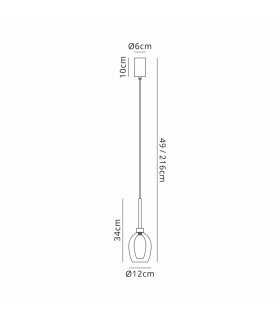 Baldwin 12cm Single Pendant 2m 1 x G9 Polished Chrome/Smoke/Frosted Type D Shade-2