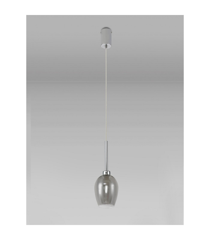 Baldwin 12cm Single Pendant 2m 1 x G9 Polished Chrome/Smoke/Frosted Type D Shade-13