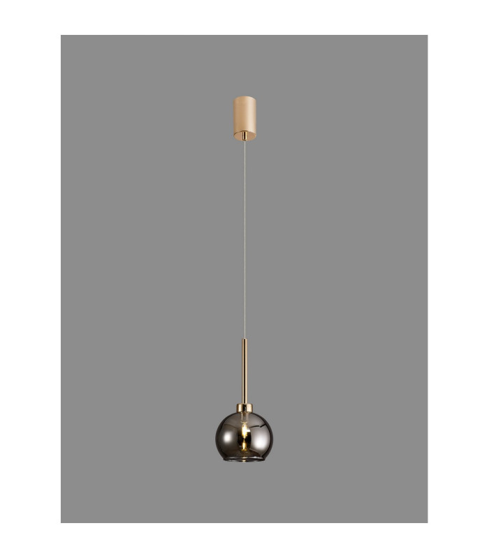 Baldwin 14cm Single Pendant 2m 1 x G9 French Gold/Smoked Type F Shade-3
