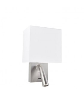 LED Wall Light with Reading Light Square Shade Satin Nickel 179lm 2700K - 1