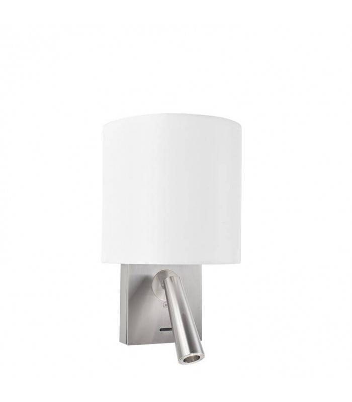 LED Wall Light with Reading Light Round Shade Satin Nickel 179lm 2700K - 1