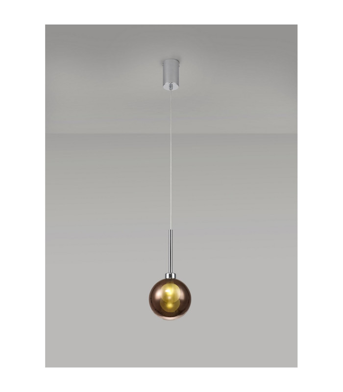 Baldwin 14cm Single Pendant 2m 1 x G9 Polished Chrome/Copper/Frosted Type G Shade-3