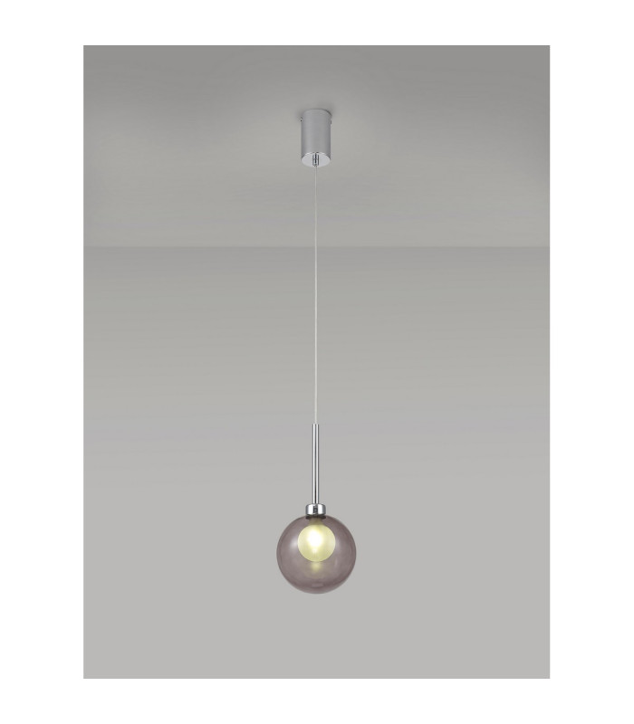 Baldwin 14cm Single Pendant 2m 1 x G9 Polished Chrome/Smoked/Frosted Type G Shade-3