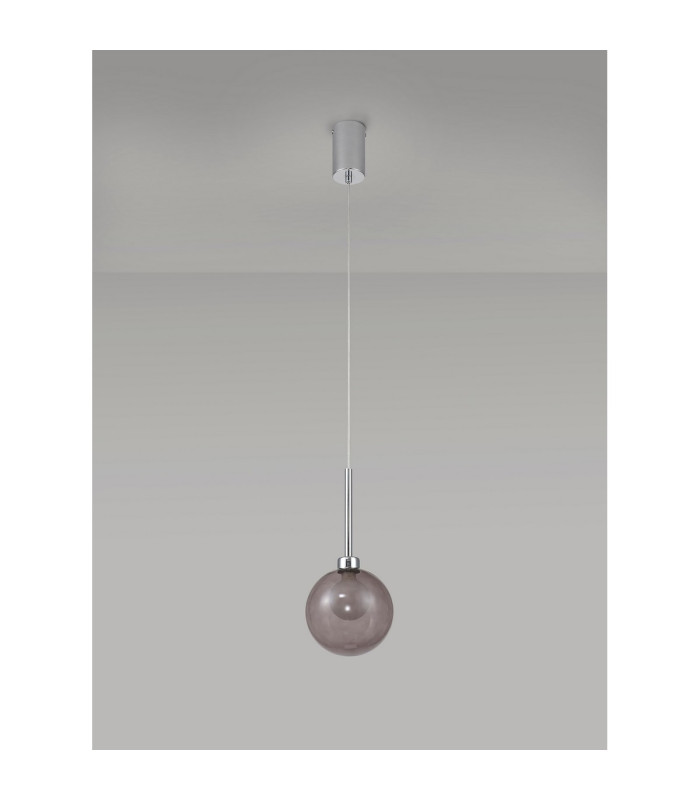 Baldwin 14cm Single Pendant 2m 1 x G9 Polished Chrome/Smoked/Frosted Type G Shade-13