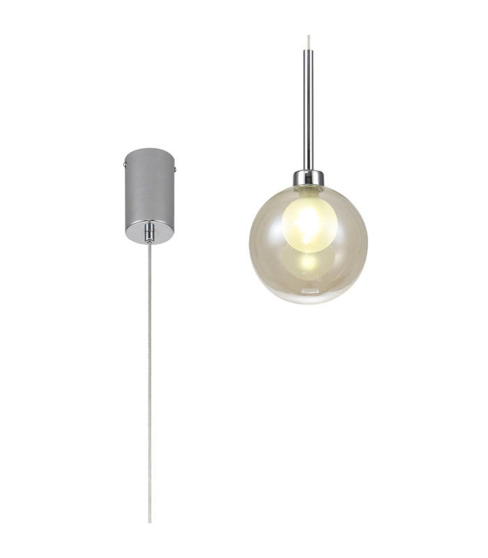 Baldwin 14cm Single Pendant 2m 1 x G9 Polished Chrome/Cognac/Frosted Type G Shade-1