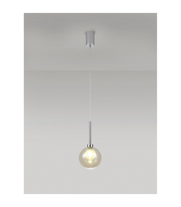 Baldwin 14cm Single Pendant 2m 1 x G9 Polished Chrome/Cognac/Frosted Type G Shade-3