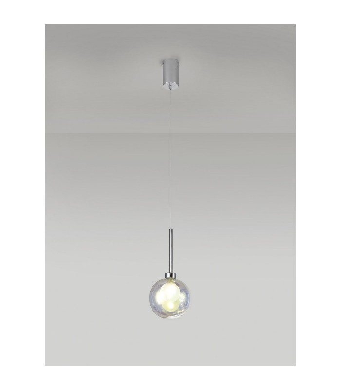 Baldwin 14cm Single Pendant 2m 1 x G9 Polished Chrome/Iridescent/Frosted Type G Shade-3