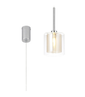 Baldwin 14cm Single Pendant 2m 1 x G9 Polished Chrome/Cognac/Clear Type H Shade-1