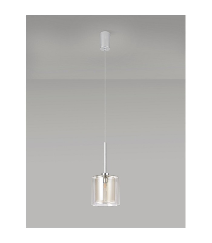 Baldwin 14cm Single Pendant 2m 1 x G9 Polished Chrome/Cognac/Clear Type H Shade-12
