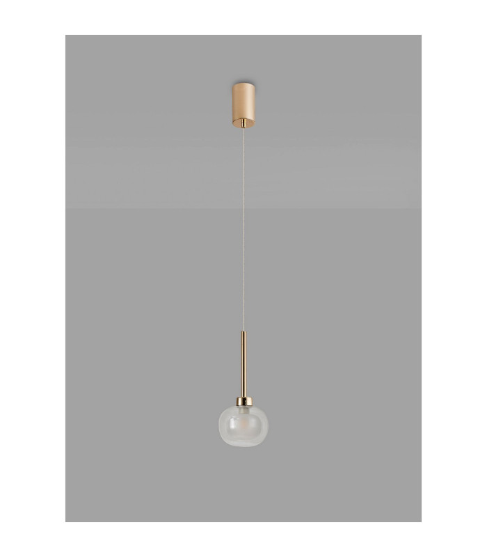 Baldwin 12cm Single Pendant 2m 1 x G9 French Gold/Frosted/Clear Type M Shade-12