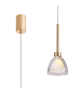 Baldwin 12cm Single Pendant 2m Curved Cone Glass (U) 1 Light G9 French Gold/Iridescent/Opal-1
