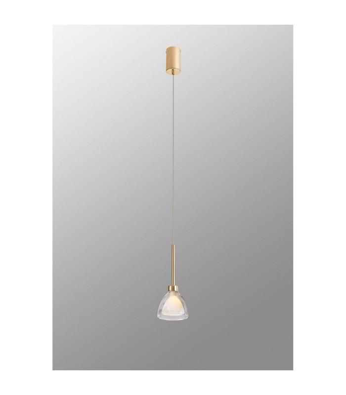Baldwin 12cm Single Pendant 2m Curved Cone Glass (U) 1 Light G9 French Gold/Iridescent/Opal-3