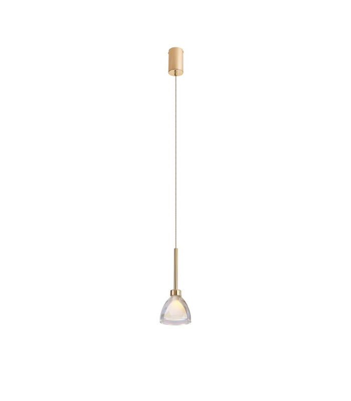 Baldwin 12cm Single Pendant 2m Curved Cone Glass (U) 1 Light G9 French Gold/Iridescent/Opal-4