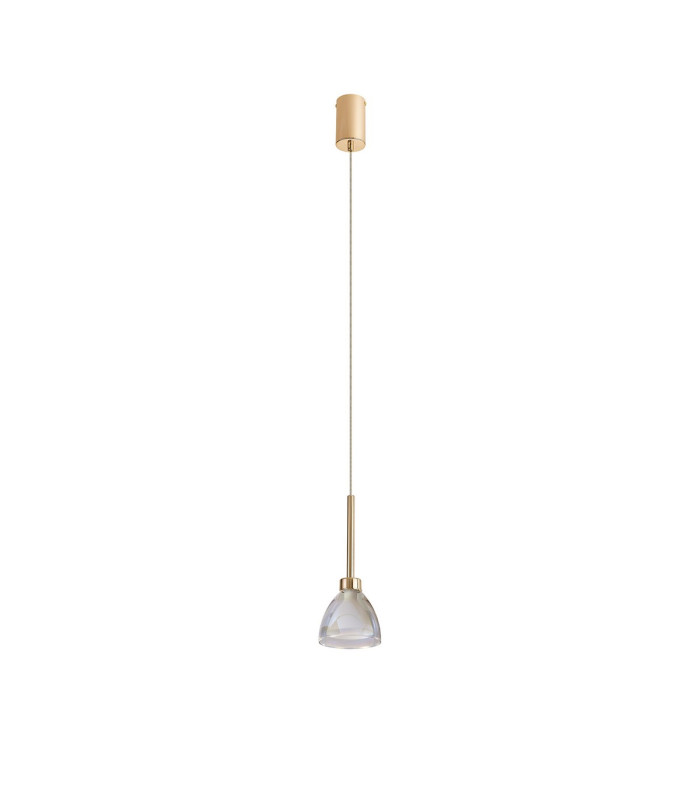 Baldwin 12cm Single Pendant 2m Curved Cone Glass (U) 1 Light G9 French Gold/Iridescent/Opal-5