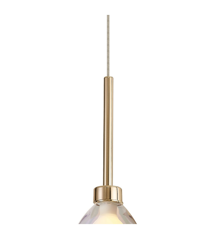 Baldwin 12cm Single Pendant 2m Curved Cone Glass (U) 1 Light G9 French Gold/Iridescent/Opal-6