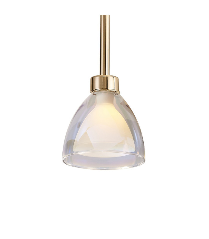 Baldwin 12cm Single Pendant 2m Curved Cone Glass (U) 1 Light G9 French Gold/Iridescent/Opal-7
