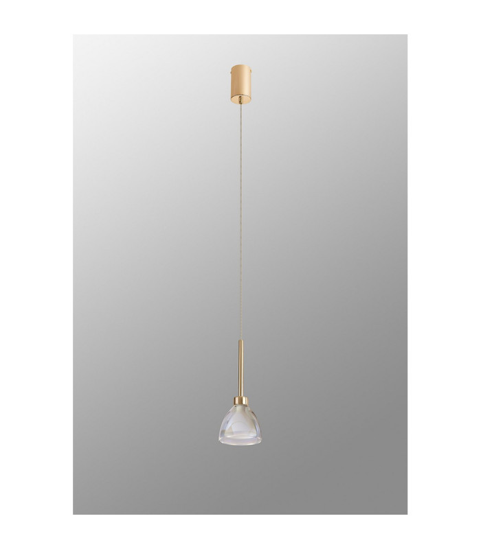 Baldwin 12cm Single Pendant 2m Curved Cone Glass (U) 1 Light G9 French Gold/Iridescent/Opal-15