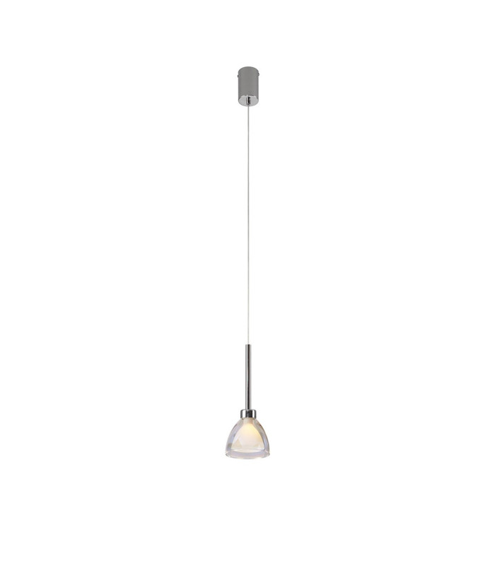 Baldwin 12cm 2m Single Pendant Curved Cone Glass (U) 1 Light G9 Polished Chrome/Iridescent/Opal-4