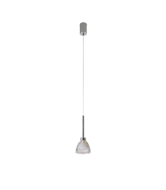 Baldwin 12cm 2m Single Pendant Curved Cone Glass (U) 1 Light G9 Polished Chrome/Iridescent/Opal-5
