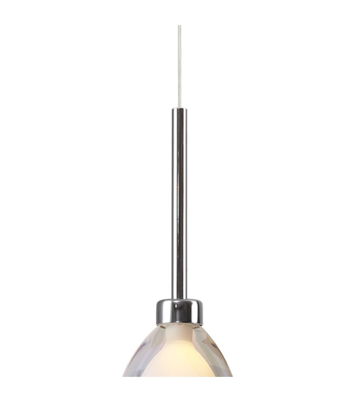 Baldwin 12cm 2m Single Pendant Curved Cone Glass (U) 1 Light G9 Polished Chrome/Iridescent/Opal-7