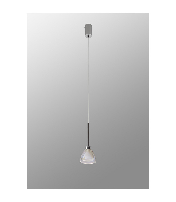 Baldwin 12cm 2m Single Pendant Curved Cone Glass (U) 1 Light G9 Polished Chrome/Iridescent/Opal-15