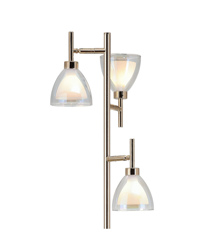 Baldwin Floor Lamp Curved Cone Glass (U) 3 Light G9 French Gold/Iridescent/Opal-5