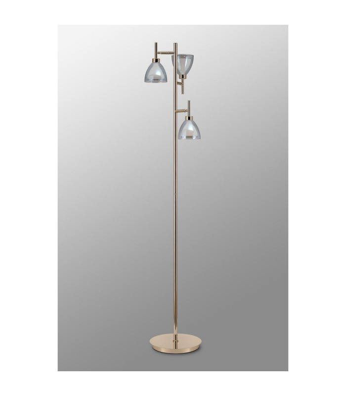 Baldwin Floor Lamp Curved Cone Glass (U) 3 Light G9 French Gold/Iridescent/Opal-11