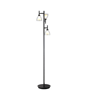 Baldwin Floor Lamp Curved Cone Glass (U) 3 Light G9 Satin Black/Iridescent/Opal-1