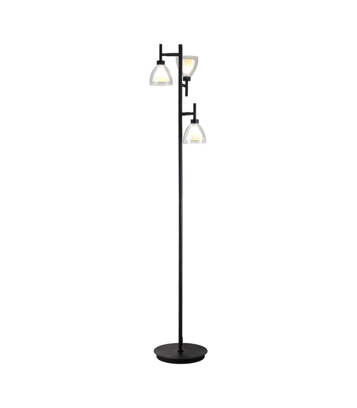 Baldwin Floor Lamp Curved Cone Glass (U) 3 Light G9 Satin Black/Iridescent/Opal-1