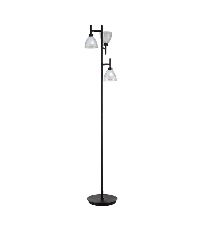 Baldwin Floor Lamp Curved Cone Glass (U) 3 Light G9 Satin Black/Iridescent/Opal-4