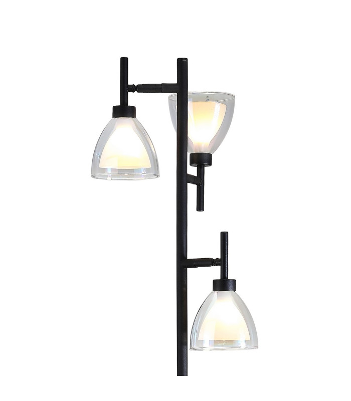 Baldwin Floor Lamp Curved Cone Glass (U) 3 Light G9 Satin Black/Iridescent/Opal-5