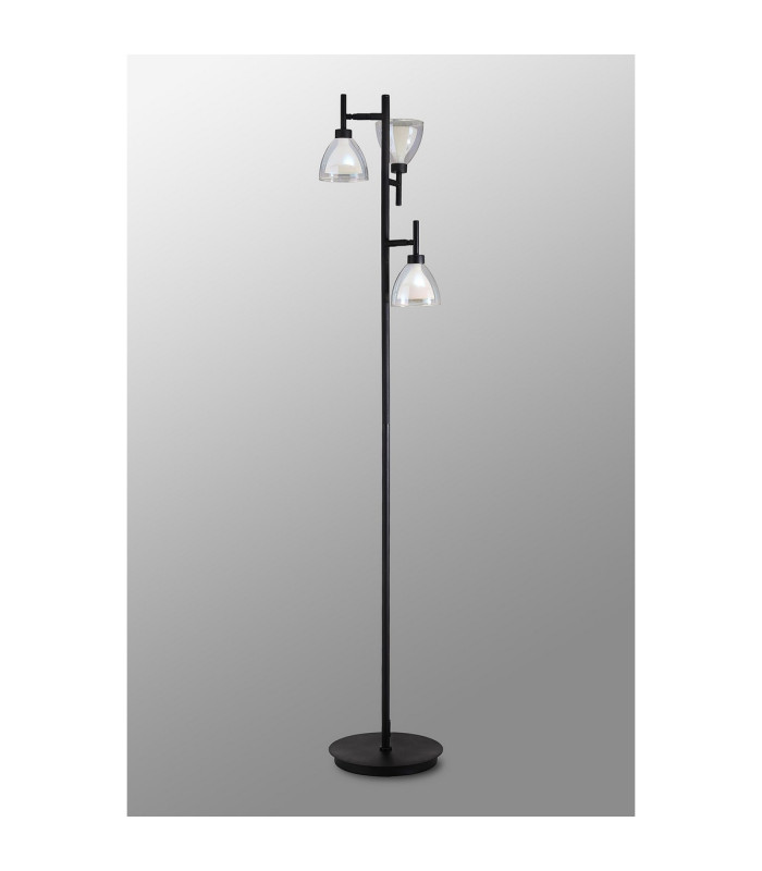 Baldwin Floor Lamp Curved Cone Glass (U) 3 Light G9 Satin Black/Iridescent/Opal-11