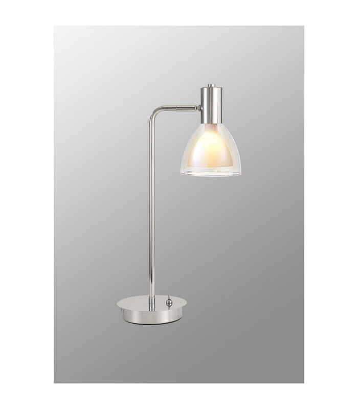Baldwin Reader Table Lamp Curved Cone Glass (U) 1 Light G9 Polished Chrome/Iridescent/Opal-3