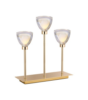 Baldwin Rectangular Table Lamp Touch Switch Curved Cone Glass (U) 3 Light G9 French Gold/Iridescent/Opal-1