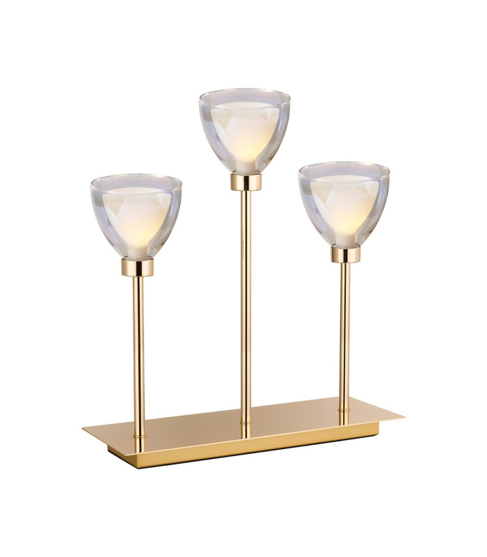 Baldwin Rectangular Table Lamp Touch Switch Curved Cone Glass (U) 3 Light G9 French Gold/Iridescent/Opal-1