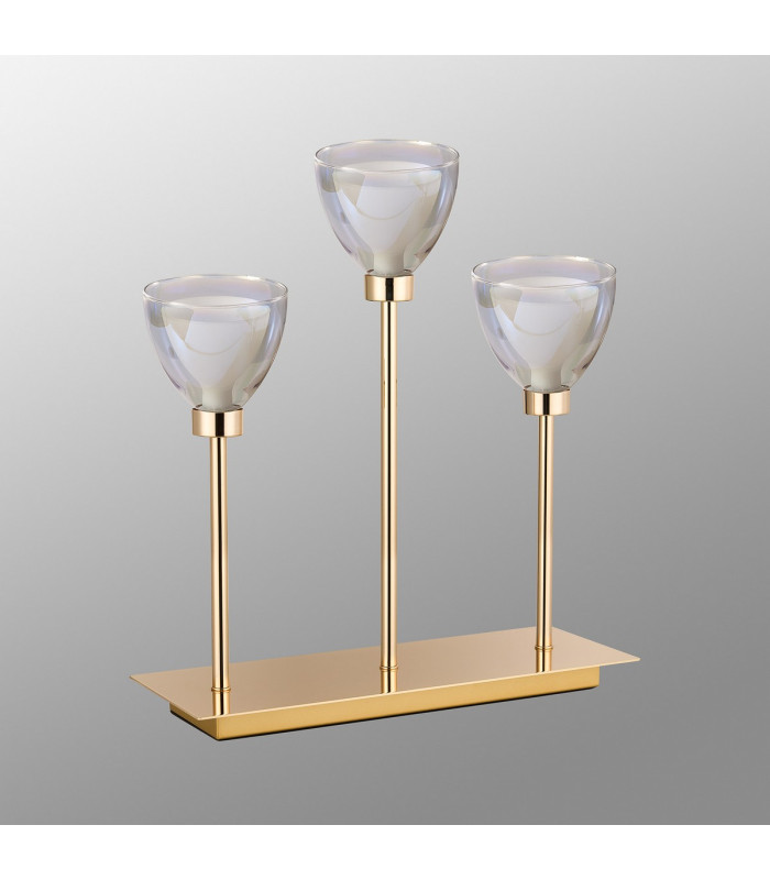 Baldwin Rectangular Table Lamp Touch Switch Curved Cone Glass (U) 3 Light G9 French Gold/Iridescent/Opal-13