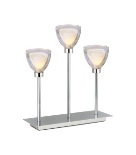 Baldwin Rectangular Table Lamp Touch Switch Curved Cone Glass (U) 3 Light G9 Polished Chrome/Iridescent/Opal-1