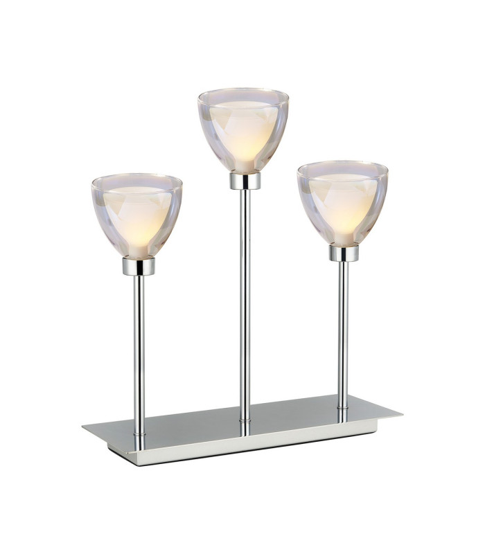 Baldwin Rectangular Table Lamp Touch Switch Curved Cone Glass (U) 3 Light G9 Polished Chrome/Iridescent/Opal-1