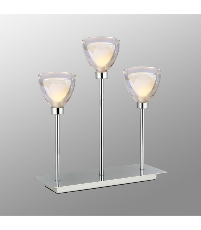 Baldwin Rectangular Table Lamp Touch Switch Curved Cone Glass (U) 3 Light G9 Polished Chrome/Iridescent/Opal-3