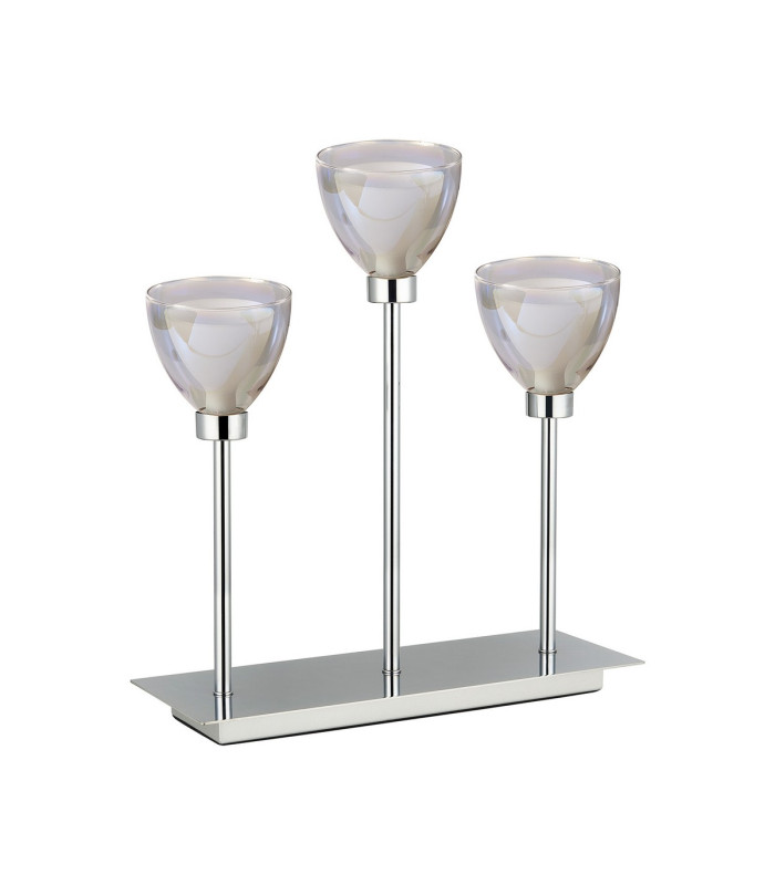 Baldwin Rectangular Table Lamp Touch Switch Curved Cone Glass (U) 3 Light G9 Polished Chrome/Iridescent/Opal-4