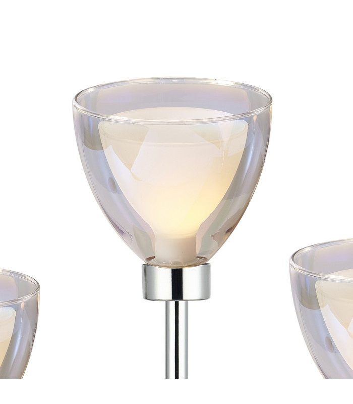 Baldwin Rectangular Table Lamp Touch Switch Curved Cone Glass (U) 3 Light G9 Polished Chrome/Iridescent/Opal-5