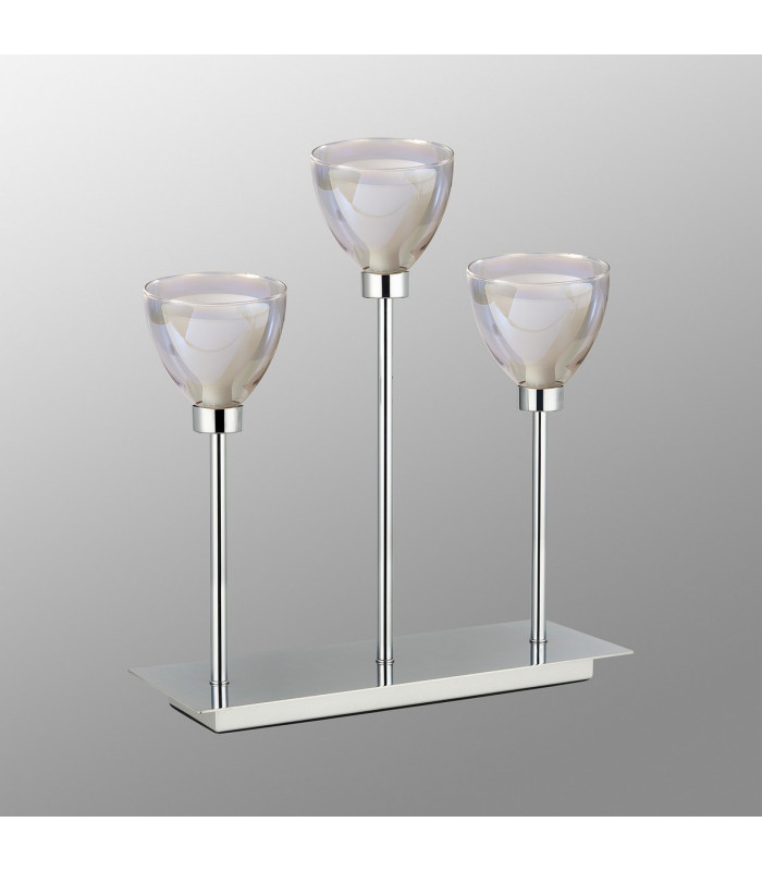 Baldwin Rectangular Table Lamp Touch Switch Curved Cone Glass (U) 3 Light G9 Polished Chrome/Iridescent/Opal-13