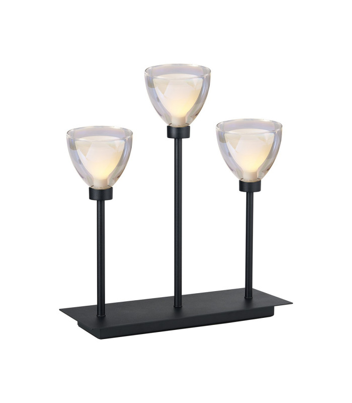 Baldwin Rectangular Table Lamp Touch Switch Curved Cone Glass (U) 3 Light G9 Satin Black/Iridescent/Opal-1