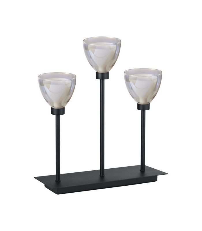 Baldwin Rectangular Table Lamp Touch Switch Curved Cone Glass (U) 3 Light G9 Satin Black/Iridescent/Opal-4