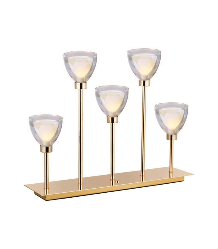 Baldwin Rectangular Table Lamp Touch Switch Curved Cone Glass (U) 5 Light G9 French Gold/Iridescent/Opal-1