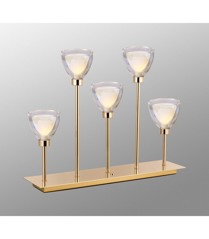 Baldwin Rectangular Table Lamp Touch Switch Curved Cone Glass (U) 5 Light G9 French Gold/Iridescent/Opal-3
